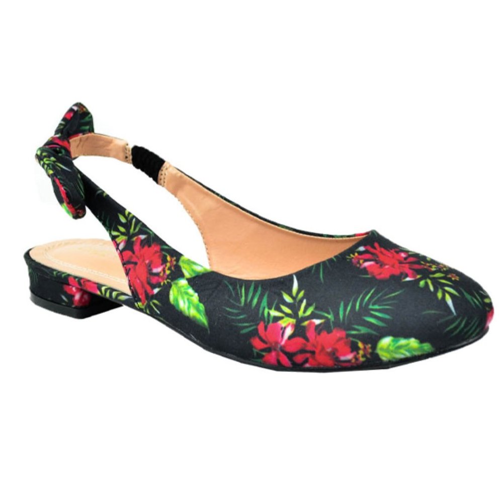 WOMEN'S FLORAL SLINGBACK FLAT